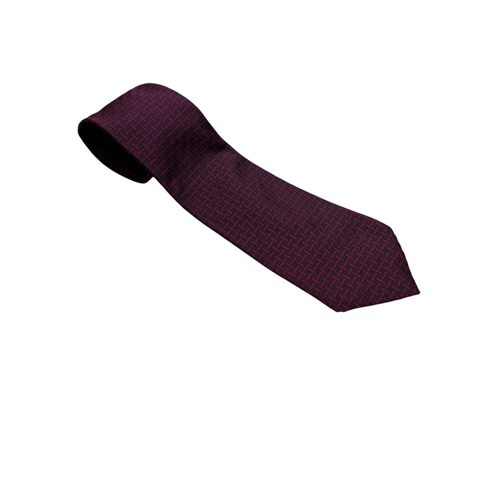 Lauren Ralph Lauren Necktie Men OS Red Navy Basketweave Silk Formal Business G37
